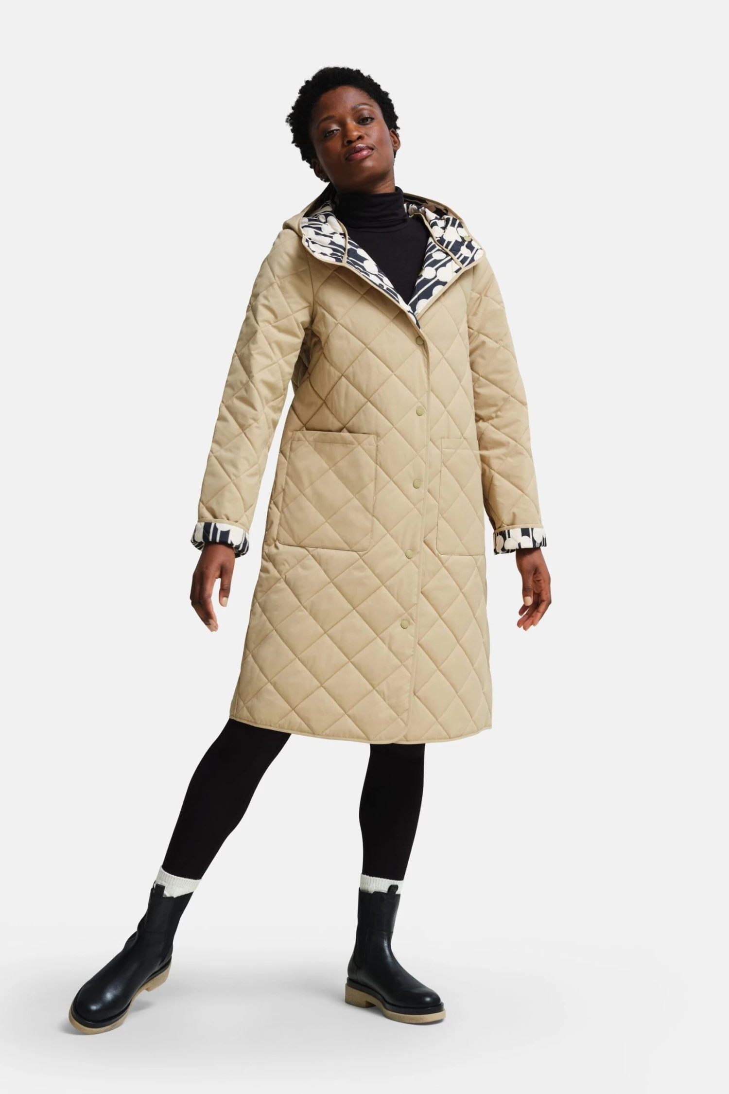 Regatta Natural Orla Kiely Quilted Reversable Midi Jacket