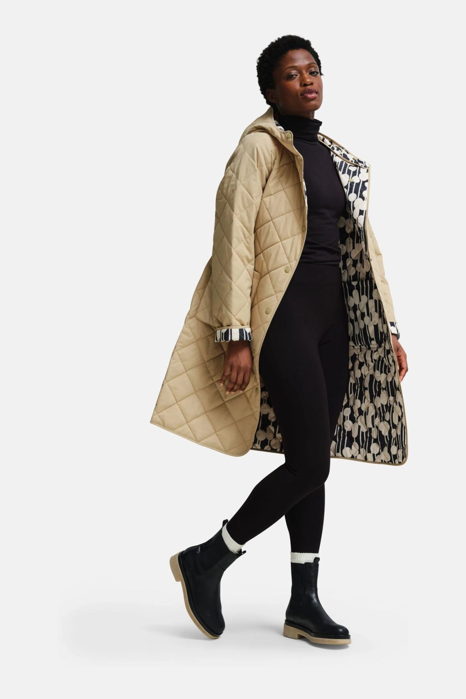 Regatta Natural Orla Kiely Quilted Reversable Midi Jacket - Image 3