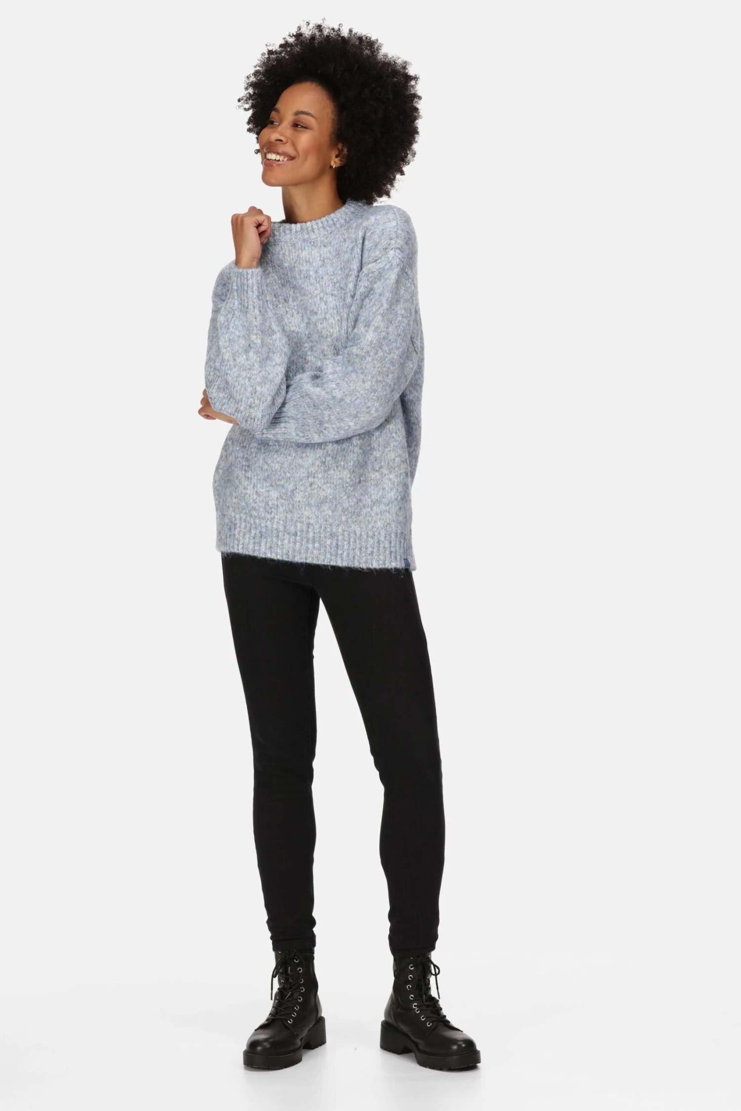 Regatta Blue Kaylani Balloon Sleeve Knitted Jumper - Image 3