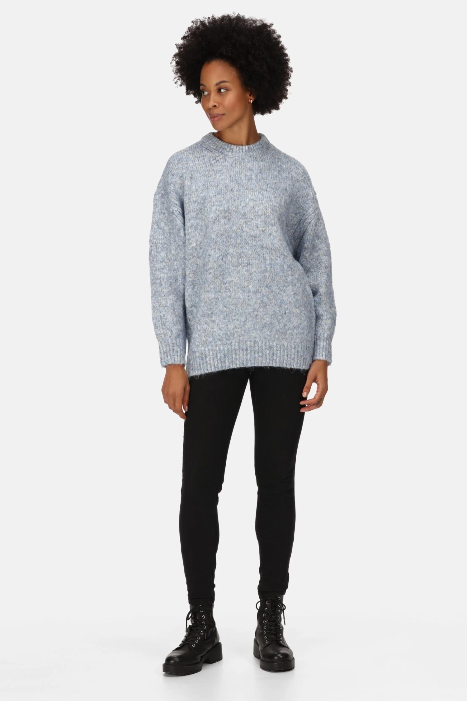Regatta Blue Kaylani Balloon Sleeve Knitted Jumper - Image 4