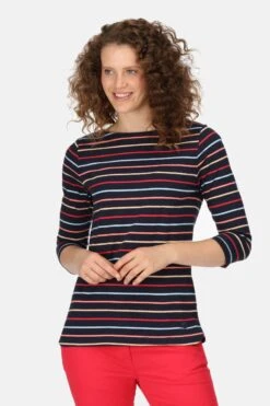 Regatta Bayla 3/4 Sleeve Striped Black T-Shirt