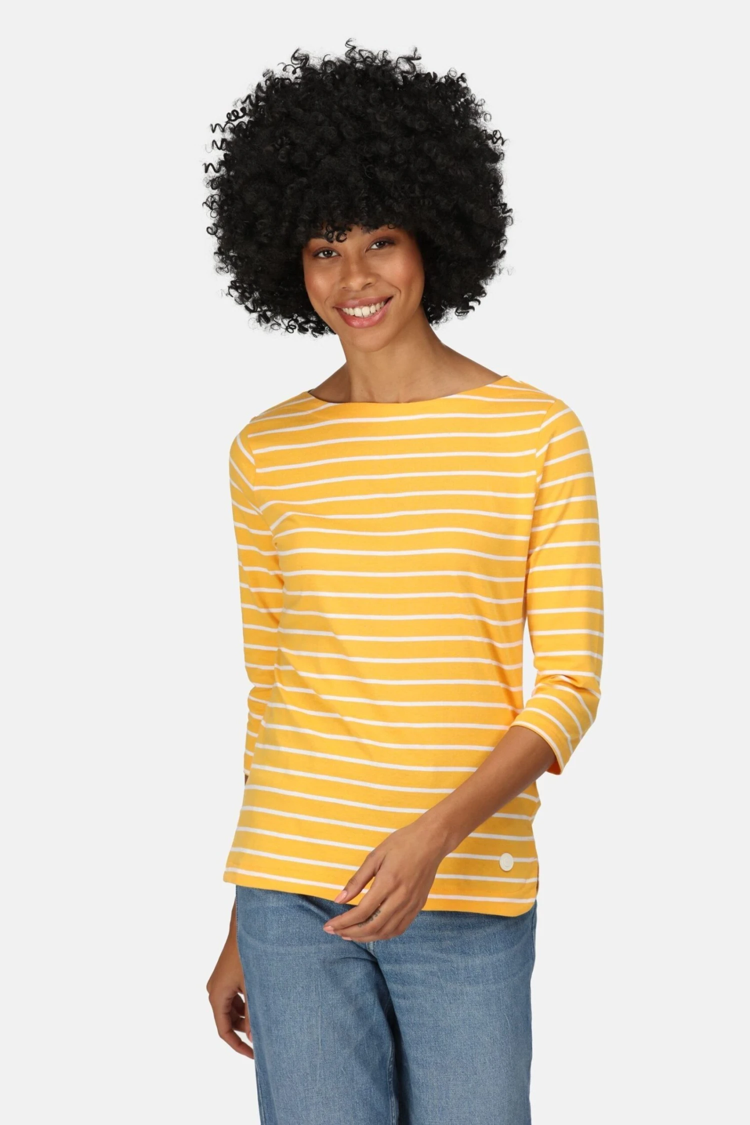 Regatta Yellow Bayla 3/4 Sleeve Striped T-Shirt