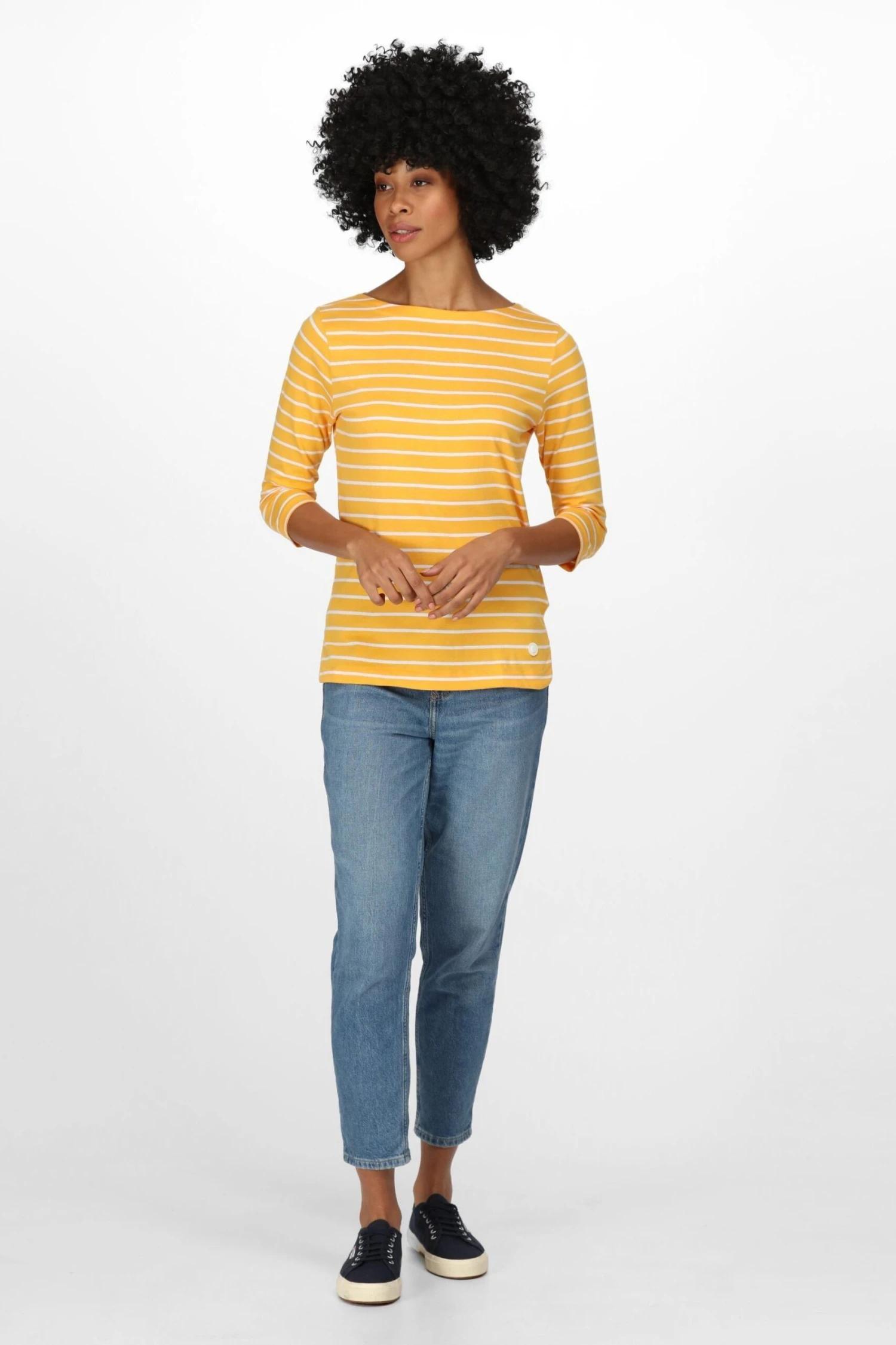 Regatta Yellow Bayla 3/4 Sleeve Striped T-Shirt - Image 3