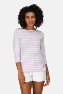 Regatta Purple Bayla 3/4 Sleeve Striped T-Shirt