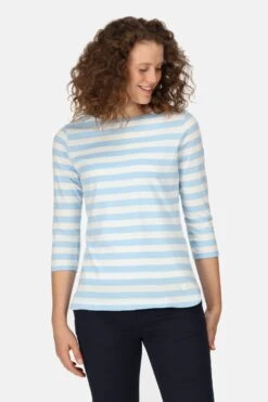 Regatta Blue Bayla 3/4 Sleeve Striped T-Shirt