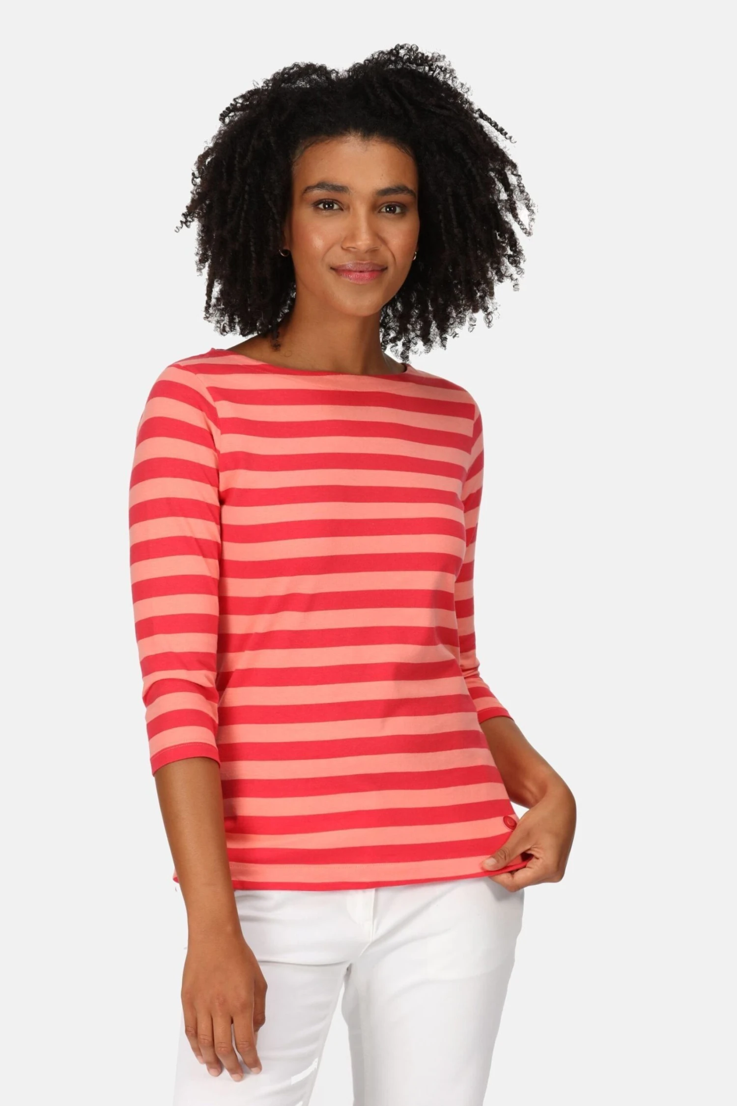 Regatta Pink Bayla 3/4 Sleeve Striped T-Shirt