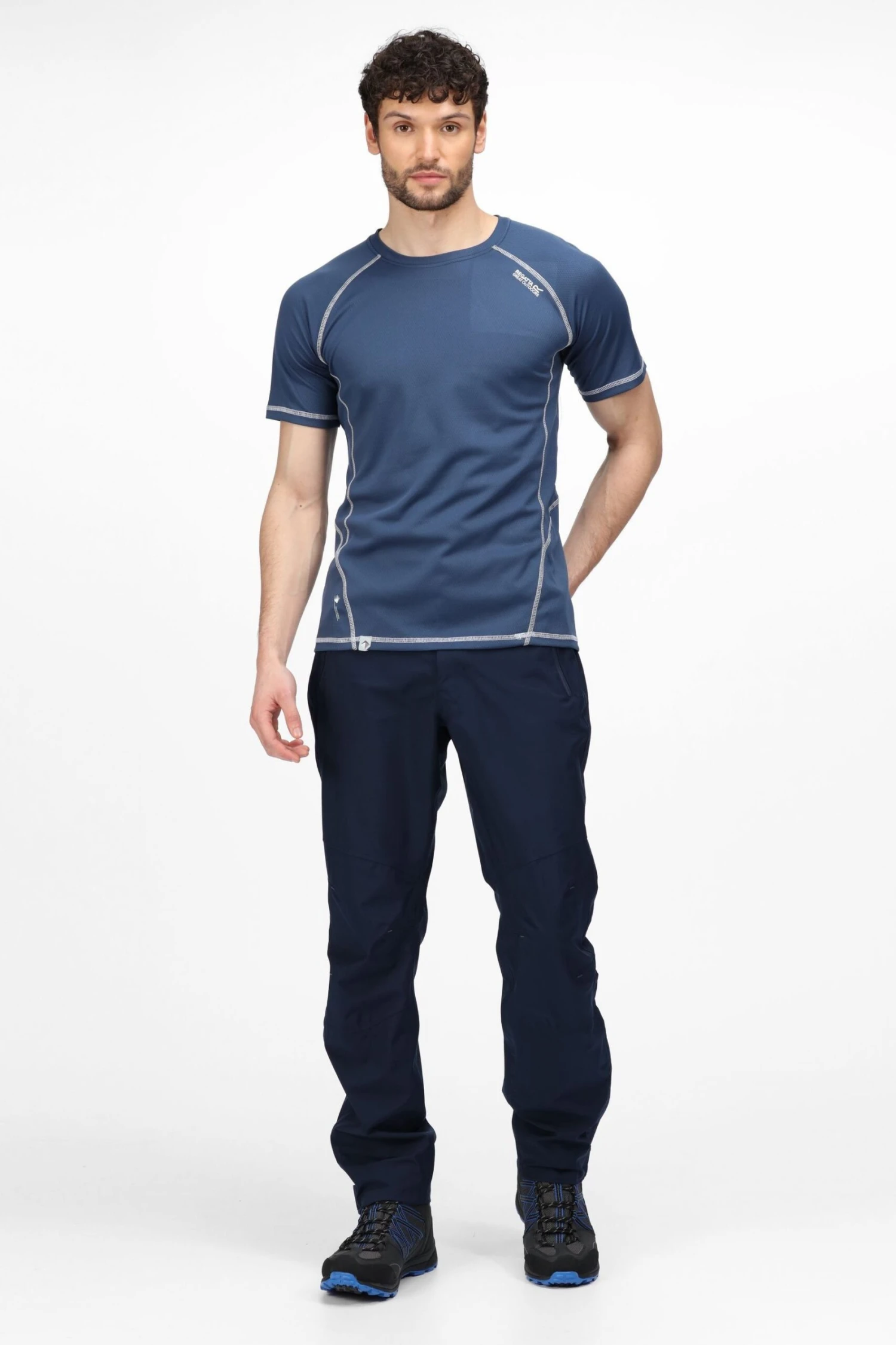 Regatta Blue Highton Stretch Long Leg Length Waterproof Over Trousers - Image 3